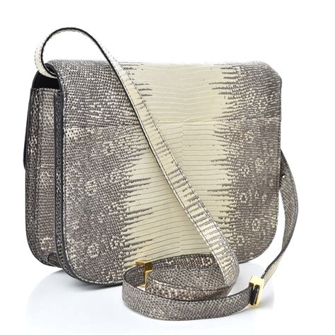 CELINE Lizard Medium Classic Box Flap Bag Natural .